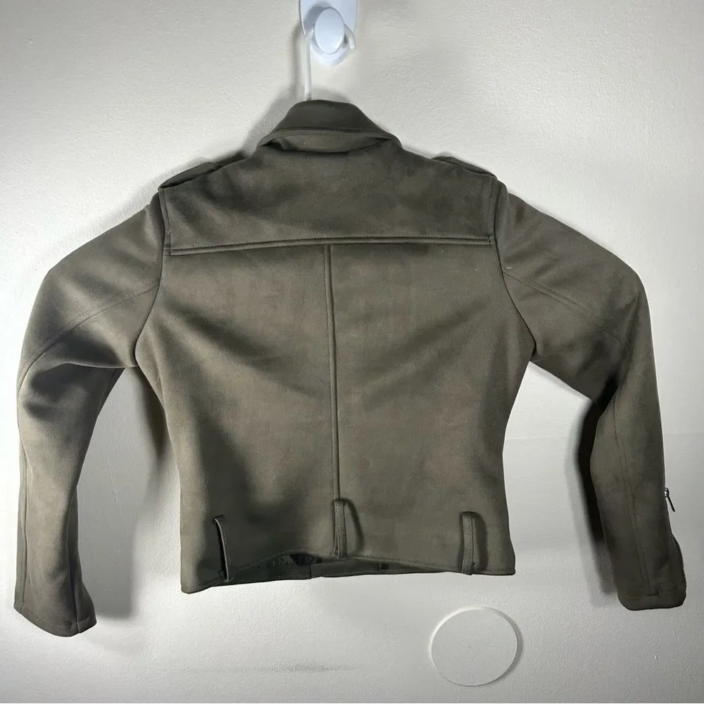 Bar III Olive Green Biker Jacket - Picture 3 of 7